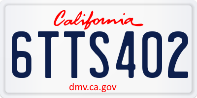 CA license plate 6TTS402