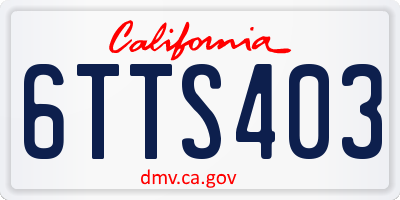 CA license plate 6TTS403