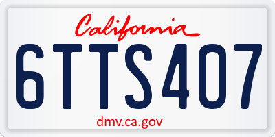 CA license plate 6TTS407