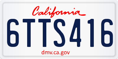 CA license plate 6TTS416