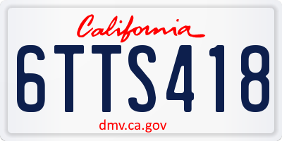CA license plate 6TTS418