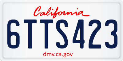 CA license plate 6TTS423