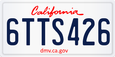CA license plate 6TTS426