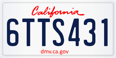 CA license plate 6TTS431
