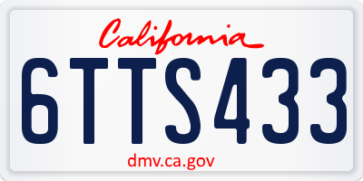 CA license plate 6TTS433