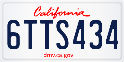 CA license plate 6TTS434