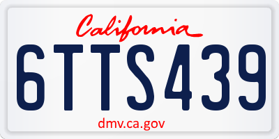 CA license plate 6TTS439