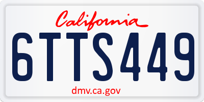 CA license plate 6TTS449