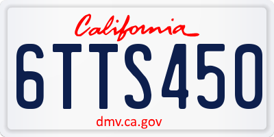 CA license plate 6TTS450
