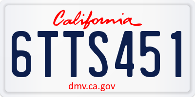 CA license plate 6TTS451