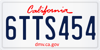 CA license plate 6TTS454