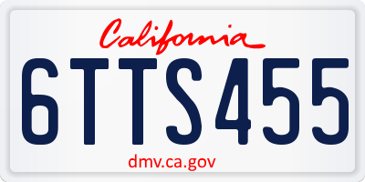 CA license plate 6TTS455