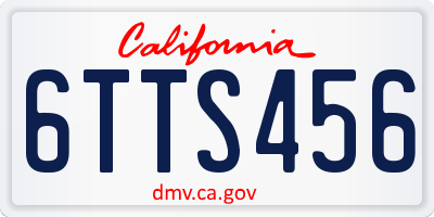 CA license plate 6TTS456