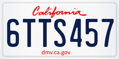 CA license plate 6TTS457