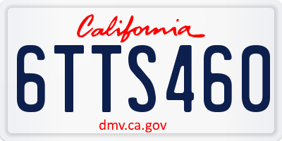 CA license plate 6TTS460