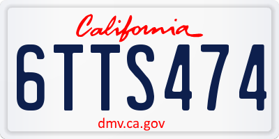 CA license plate 6TTS474
