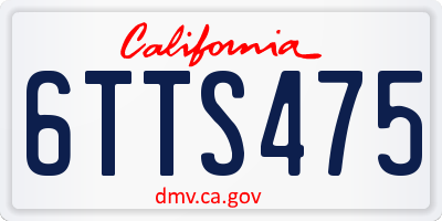 CA license plate 6TTS475