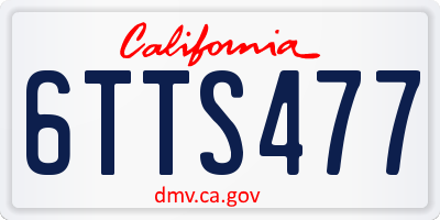 CA license plate 6TTS477
