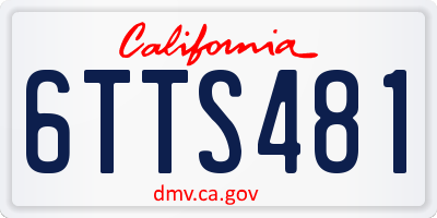 CA license plate 6TTS481