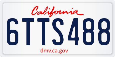 CA license plate 6TTS488