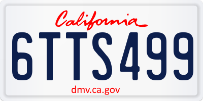 CA license plate 6TTS499