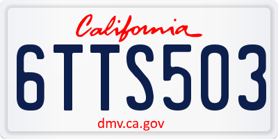 CA license plate 6TTS503