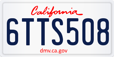 CA license plate 6TTS508