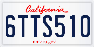 CA license plate 6TTS510