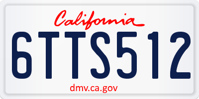 CA license plate 6TTS512