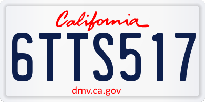 CA license plate 6TTS517