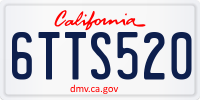 CA license plate 6TTS520