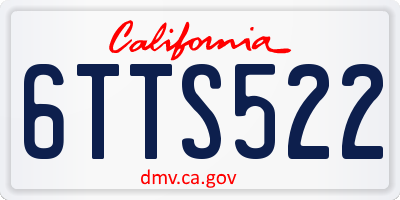 CA license plate 6TTS522