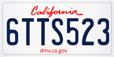 CA license plate 6TTS523