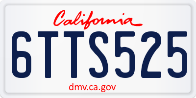 CA license plate 6TTS525