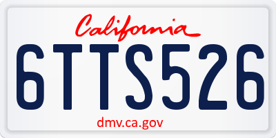 CA license plate 6TTS526