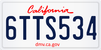 CA license plate 6TTS534