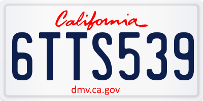 CA license plate 6TTS539