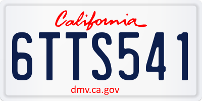 CA license plate 6TTS541