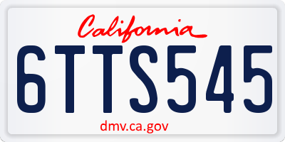 CA license plate 6TTS545