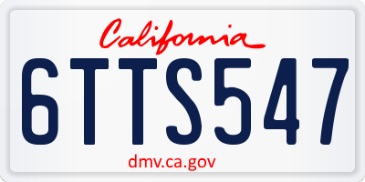 CA license plate 6TTS547