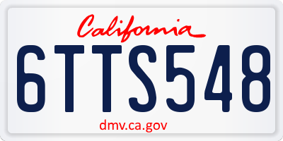 CA license plate 6TTS548