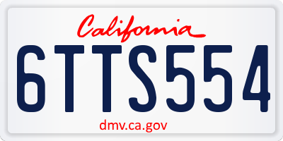 CA license plate 6TTS554
