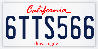 CA license plate 6TTS566