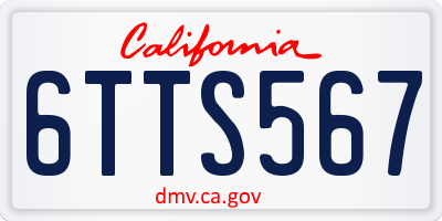 CA license plate 6TTS567