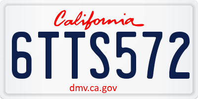 CA license plate 6TTS572