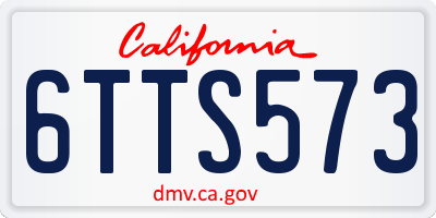 CA license plate 6TTS573