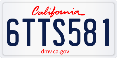 CA license plate 6TTS581