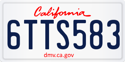 CA license plate 6TTS583