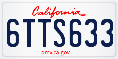 CA license plate 6TTS633