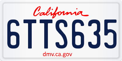 CA license plate 6TTS635